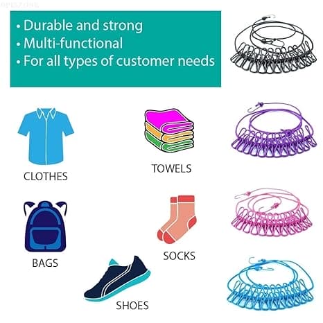 12-Clip Elastic Laundry Rope