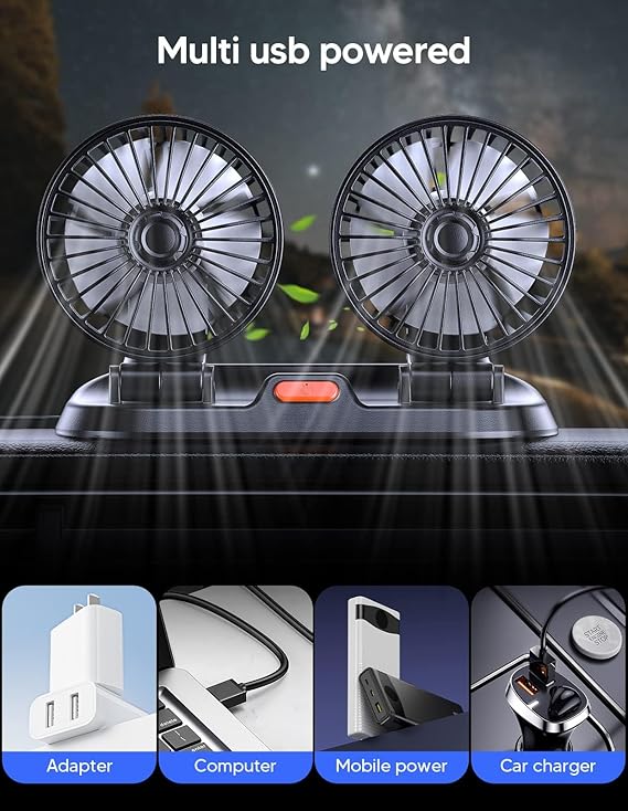 Universal Dual Head Car Fan