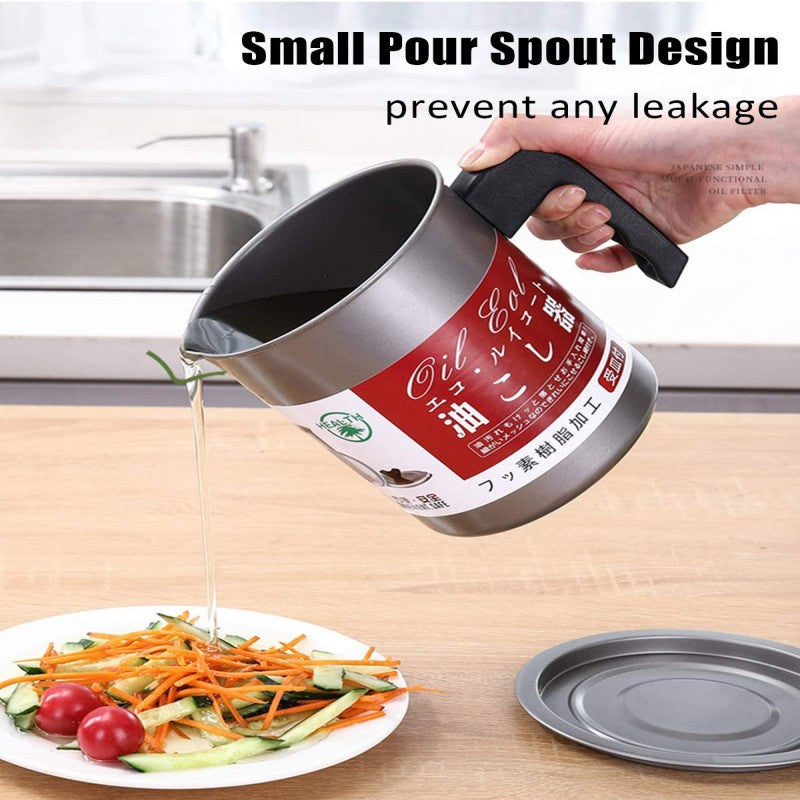 Stainless Steel Kitchen Oil Filter Pot with Tray