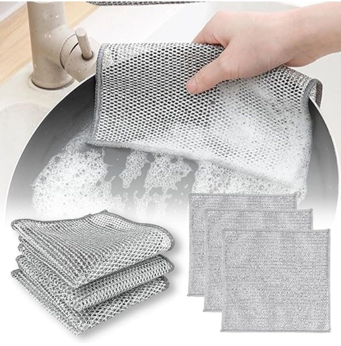 Pack of 10 Kitchen Steel Mesh Wire DisWasher